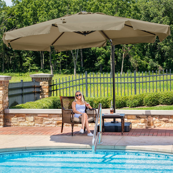 frontera patio umbrella Victoria 13-ft Octagonal Cantilever Patio Umbrella in Sunbrella Acryli –  Blue Wave Products