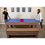 Newport 7-ft Pool Table Combo Set with Benches - Light Oak with Red Felt