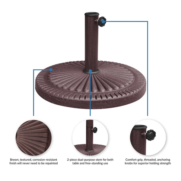 86 lbs brown patio umbrella base with hidden wheels 66-lb All-Weather Outdoor Resin Umbrella Base