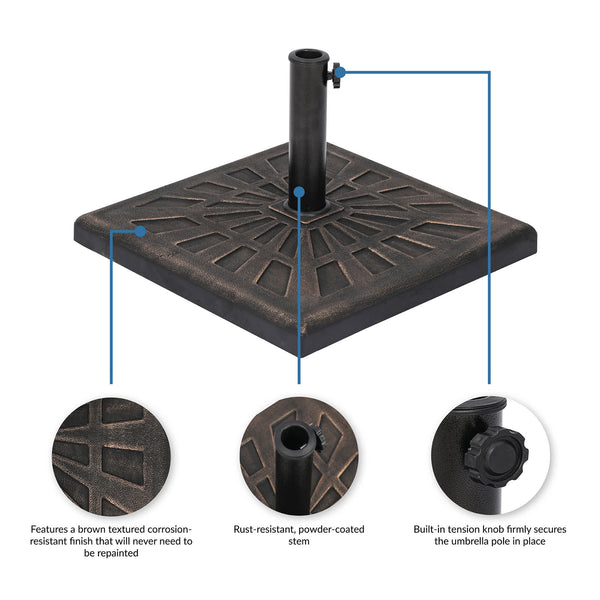 hampton bay 42 lb rust-resistant patio umbrella base in black 42-lb All-Weather Outdoor Square Resin Umbrella Base