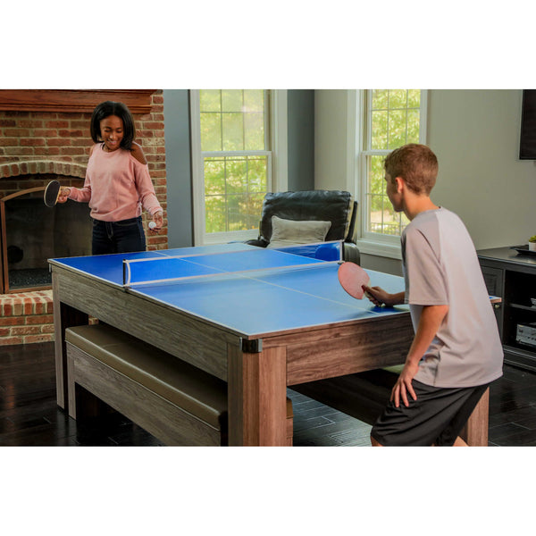 カントリーテ―ブル(のりP) Newport 7-ft Pool Table Combo Set with Benches - Light Oak