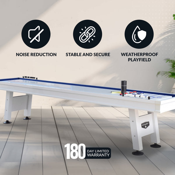 Crestline 12-ft Outdoor Shuffleboard Table - White – Blue Wave