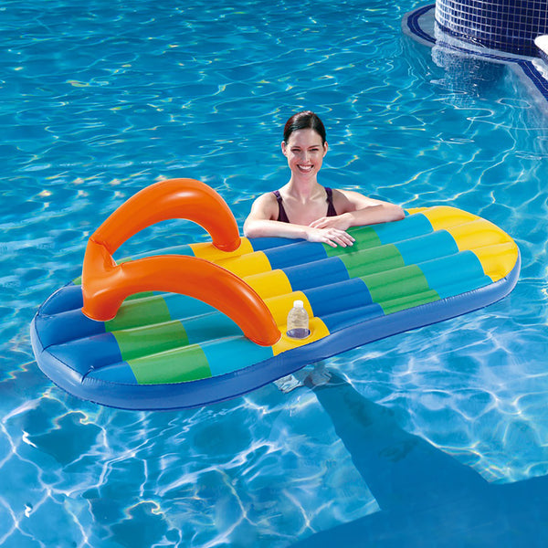 Beach Striped Flip Flop 71-in Inflatable Pool Float – Blue Wave