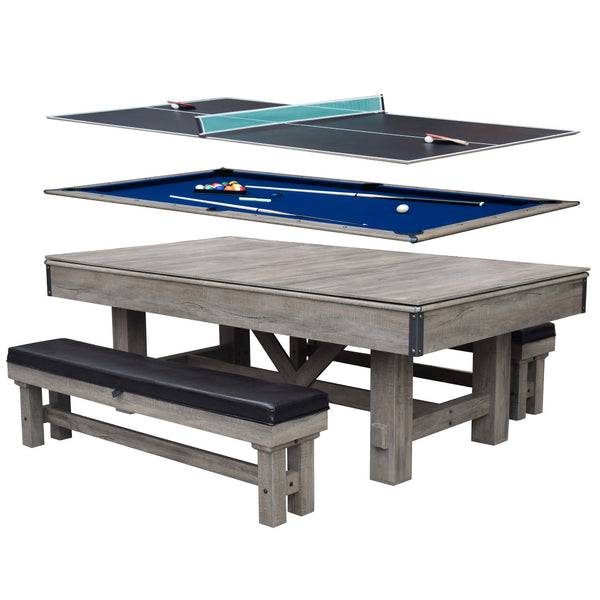 Logan 7ft Pool Table Combo Set with Benches Blue Wave Products