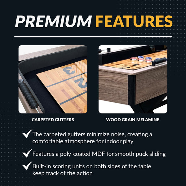 Excalibur 9-ft Shuffleboard Table - Driftwood Finish – Blue Wave