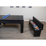 Park Avenue 7-ft Pool Table Combo Set with Benches - Black with Red Felt