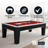 Mirage 90-in Pool Table - Black and Silver with Dark Red Felt