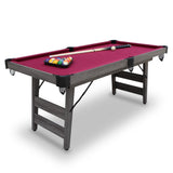 Pendleton 6-ft Portable Pool Table -  Driftwood Finish with Burgundy Felt