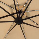 Santorini Fiesta 10-ft Square Cantilever Umbrella with Solar Lights in Sunbrella Acrylic Fabric