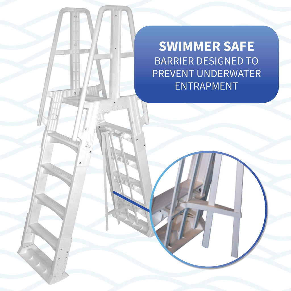 Premium A-Frame Above Ground Pool Ladder - White – Blue Wave Products