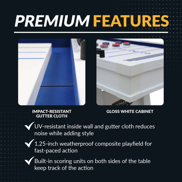 Crestline 12-ft Outdoor Shuffleboard Table - White – Blue Wave