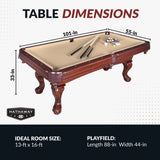 Augusta 8-ft Pool Table - Walnut Finish with Camel Felt