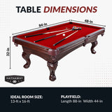 Augusta 8-ft Pool Table - Mahogany Finish with Red Felt