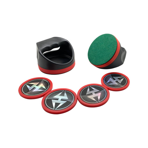 Air Hockey 4-in Strikers and Four 3-in Pucks - Black and Red