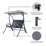 Sea Breeze Ultra Comfortable Cool Mesh Dual Swing With Canopy - Black and Light Grey