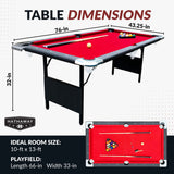 Fairmont 6-ft Portable Pool Table - Black with Red Felt