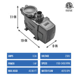 FlowXtreme™ PRO VS 230V, Variable Speed In-Ground 1HP Pool Pump