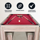 Newport 7-ft Pool Table Combo Set with Benches - Light Oak with Red Felt