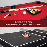 Spartan 6-ft Pool Table with Table Tennis Top - Black with Red Felt