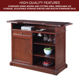 Ridgeline 60-in Hardwood Home Bar with Storage - Mahogany Finish