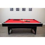 Maverick 7-ft Pool Table with Table Tennis Top - Black with Red Felt