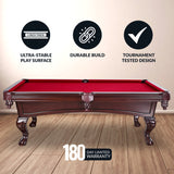 Augusta 8-ft Pool Table - Mahogany Finish with Red Felt