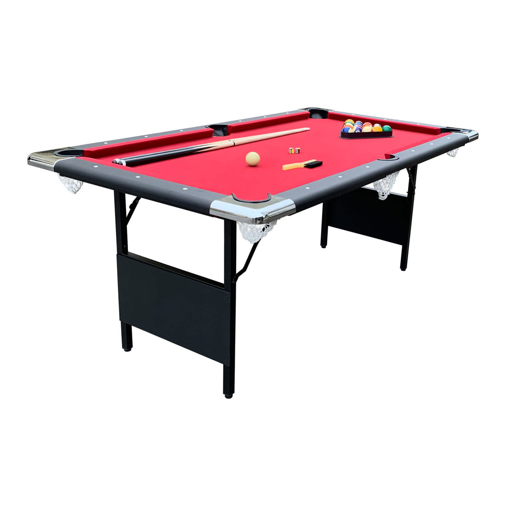 Fairmont 6-ft Portable Pool Table - Black with Red Felt