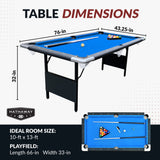 Fairmont 6-ft Portable Pool Table - Black with Blue Felt