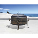 24" All-Weather Outdoor Laguna Steel Cauldron Fire Pit - Black and Bronze