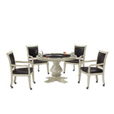 Montecito 48-in Poker Table and Dining Top with 4 Arm Chairs - Rustic Gray