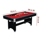 Spartan 6-ft Pool Table with Table Tennis Top - Black with Red Felt