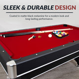 Spartan 6-ft Pool Table with Table Tennis Top - Black with Red Felt