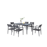 Bali 7-Piece Contemporary Outdoor Patio Dining Set - Slate Grey