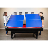 Maverick 7-ft Pool Table with Table Tennis Top - Black with Red Felt