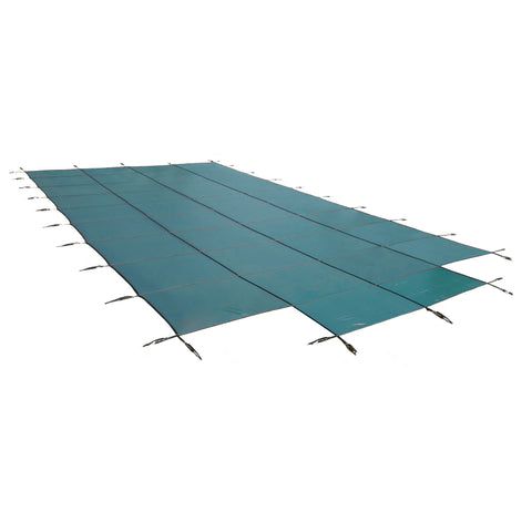 18-Year Mesh In-Ground Pool Safety Cover with Step Section - Green