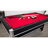 Spartan 6-ft Pool Table with Table Tennis Top - Black with Red Felt