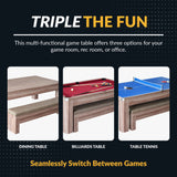 Newport 7-ft Pool Table Combo Set with Benches - Light Oak with Red Felt