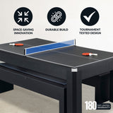 Park Avenue 7-ft Pool Table Combo Set with Benches - Black with Red Felt