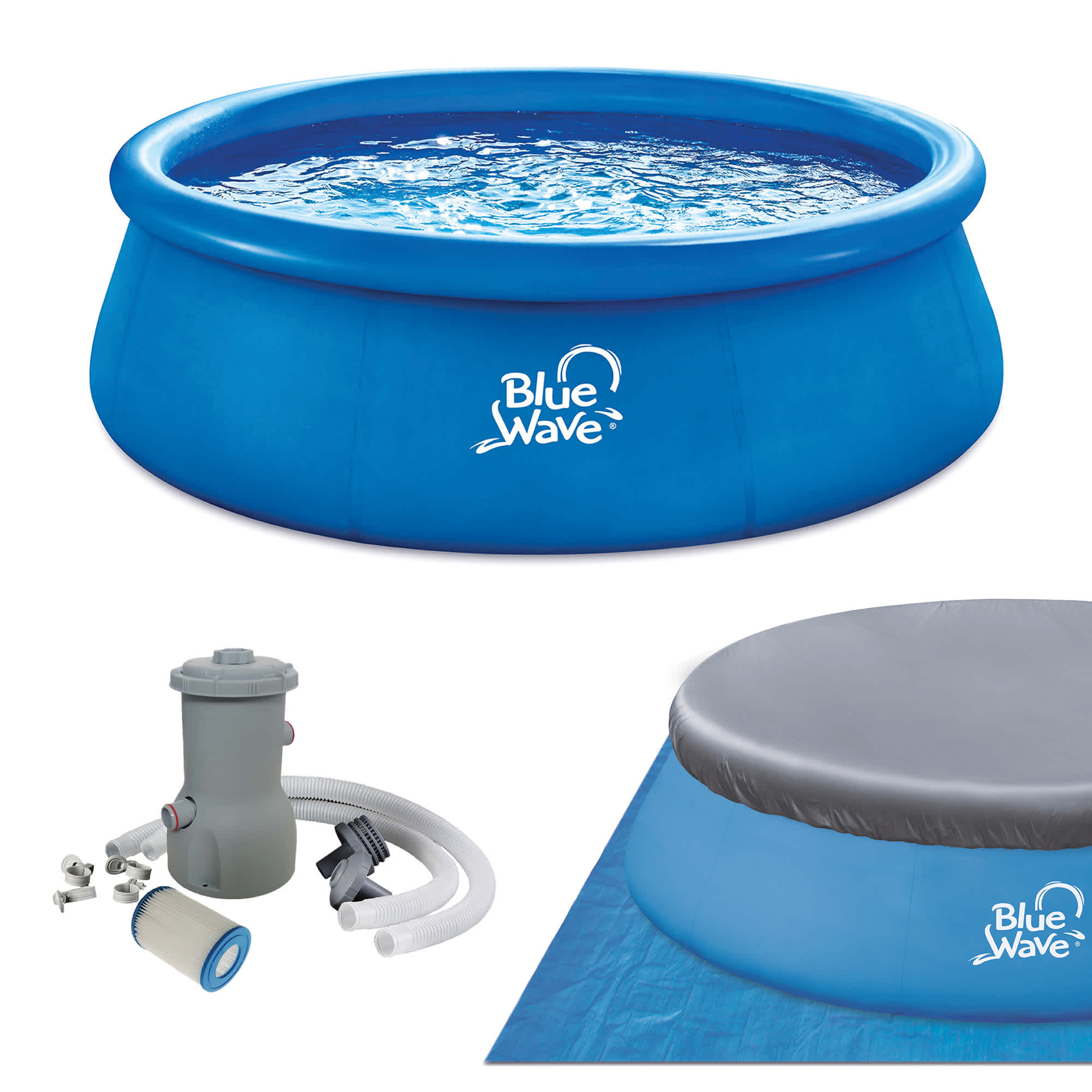 Speed Set 13-ft Round 33-in Deep Family Pool with Cover – Blue