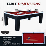 Mirage 90-in Pool Table - Black and Silver with Dark Red Felt