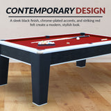 Mirage 90-in Pool Table - Black and Silver with Dark Red Felt