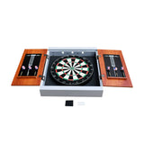 Geneva Bristle Dartboard and Cabinet Set with LED Lighting - Walnut Finish