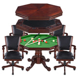 Kingston 48-in Poker Table Combo Set with 4 Arm Chairs - Walnut Finish