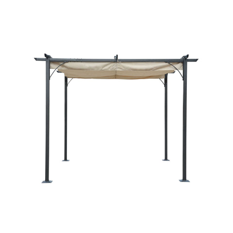 Retractable Roman Shade Pergola Canopy - Champagne