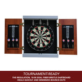 Geneva Bristle Dartboard and Cabinet Set with LED Lighting - Walnut Finish