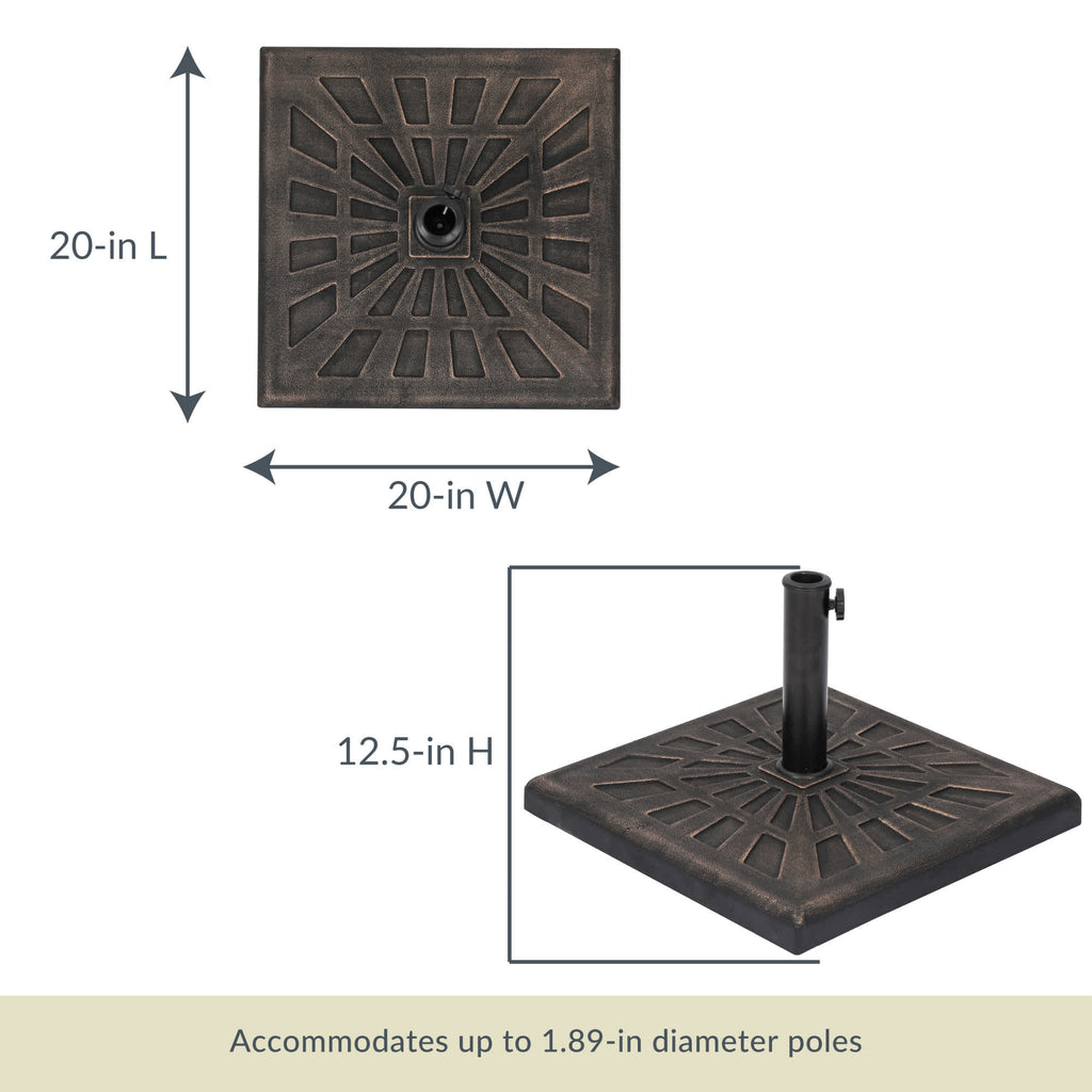 42 lb rust-resistant patio umbrella base in black 42-lb All-Weather Outdoor Square Resin Umbrella Base
