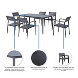 Bali 7-Piece Contemporary Outdoor Patio Dining Set - Slate Grey