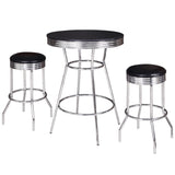 Remington 30-in Chrome Pub Table with Stools - 3 Piece Set - Black