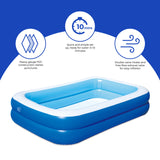 Inflatable 103-in x 69-in x 22-in Deep Rectangular Family Pool with Cover