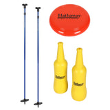 Bottle Blast Polish Horseshoes Set with Throwing Disc – Blue/Yellow